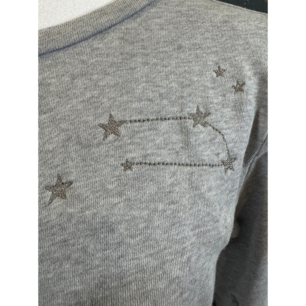 Loft Sweatshirt Gray Constellation Star Embroidered Long Sleeve Crew Neck S - Picture 6 of 9